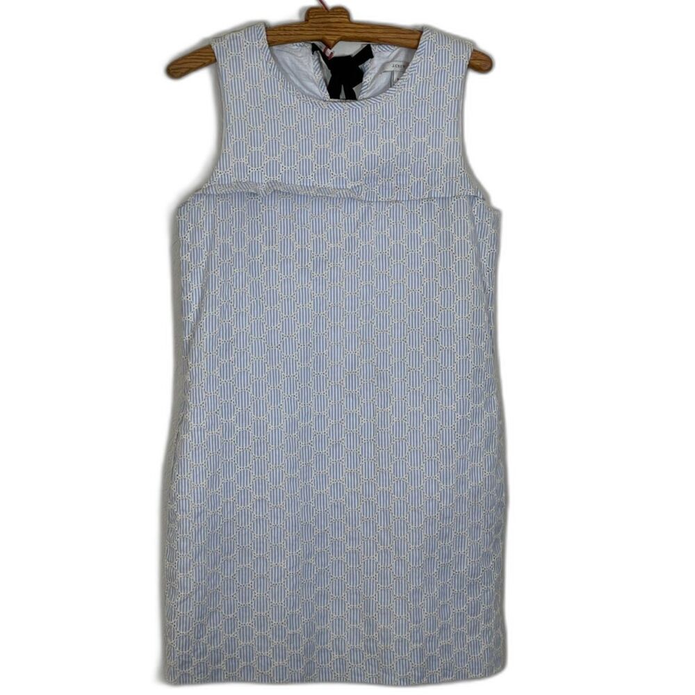 Vintage J CREW Cotton Sleeveless Summer Dress ~Blue Striped Pockets SIZE 6